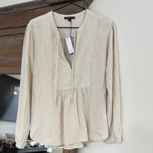 James Perse Cream Linen blend Blouse